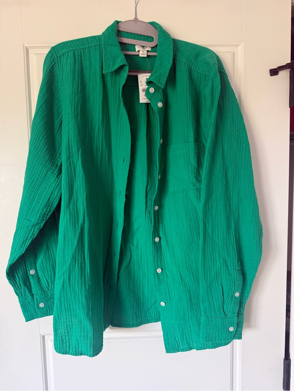 NWT J.Crew Factory Double Gauze Button-Up Shirt Green Size M